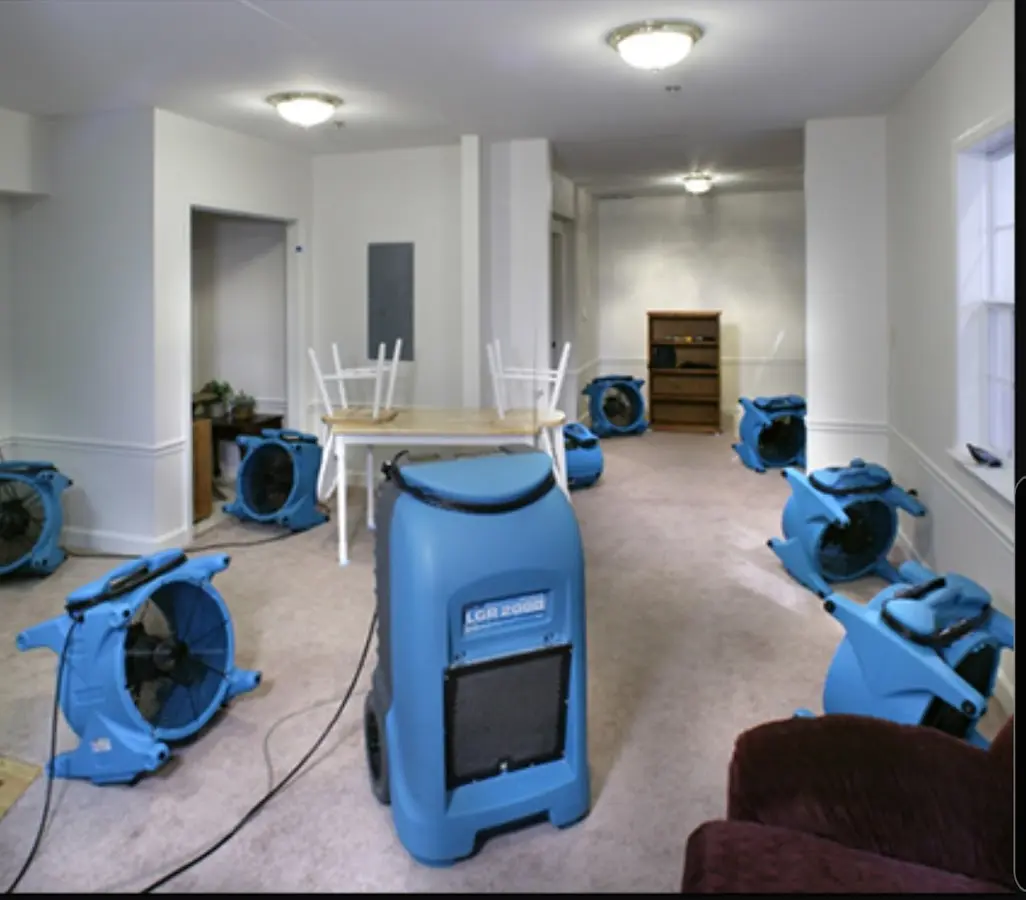Air movers and dehumidifier setup for Water Extraction & Removal in Westbrook